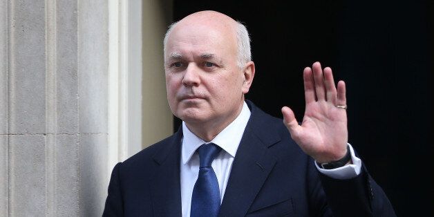 LONDON, ENGLAND - MARCH 18: Secretary of State for Work and Pensions Iain Duncan Smith waves as he leaves Downing Street for Parliament on March 18, 2015 in London, England. The Chancellor is presenting his 5th Budget to Members of Parliament today, the last before the General Election on May 7, 2015. (Photo by Peter Macdiarmid/Getty Images)