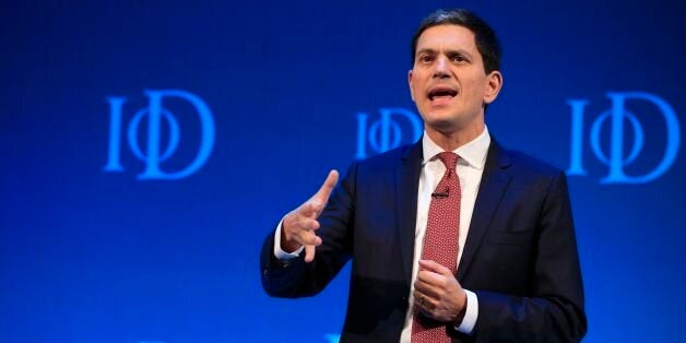 David Miliband, CEO of the International Rescue Committee, addresses the Institute of Directors convention at the Royal Albert Hall, London.