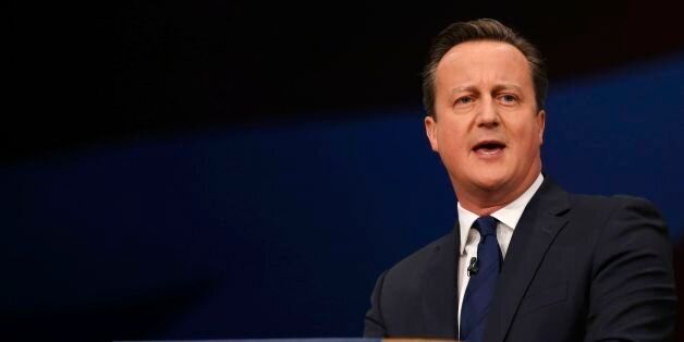 Prime Minister David Cameron addresses the Conservative Party conference at Manchester Central.