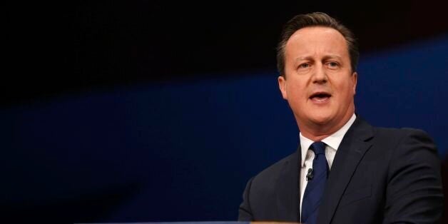 Prime Minister David Cameron addresses the Conservative Party conference at Manchester Central.