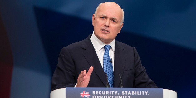 Secretary of State for Work and Pensions Iain Duncan Smith delivers his speech to delegates in the third day of the Conservative Party annual conference