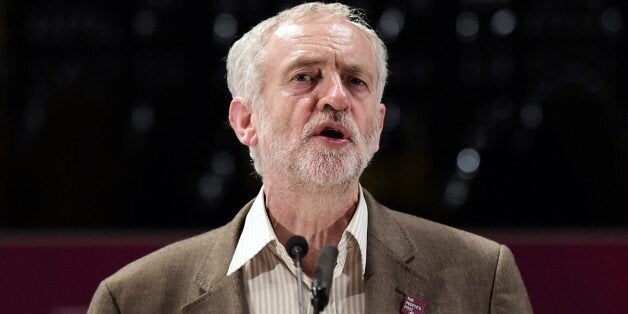 Opposition Labour party leader Jeremy Corbyn speaks at an anti-austerity rally at the cathedral in Manchester, north west England, on October 5, 2015, on the sidelines of the annual ruling Conservative party conference. AFP PHOTO / LEON NEAL (Photo credit should read LEON NEAL/AFP/Getty Images)