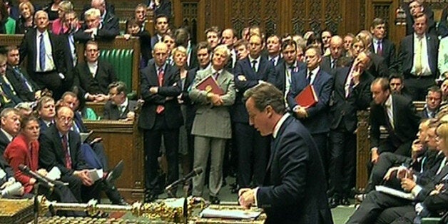 Prime Minister David Cameron speaks during Prime Minister's Questions in the House of Commons, London.