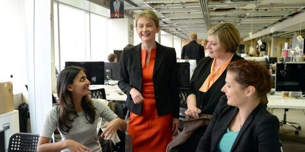 Labour MP and candidate for leader of the Labour Party, Yvette Cooper, meets young entrepreneurs at Tech City UK in London, where she officially launched her campaign for leader.