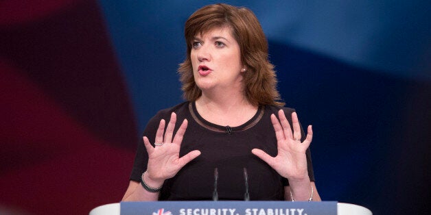 Secretary of State for Education and Minister for Women and Equalities Nicky Morgan delivers her speech to delegates in the third day of the Conservative Party annual conference at Manchester Central Convention Centre.