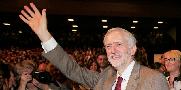 Labour Leader Jeremy Corbyn takes the applause of delegates following his keynote speech during the third day of the Labour Party conference at the Brighton Centre in Brighton, Sussex.