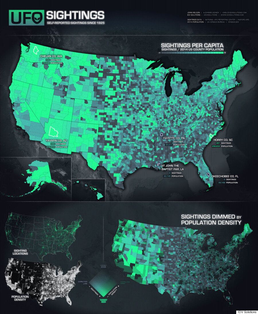 Here's Every UFO Sighting In The US Visualised On One Map HuffPost UK