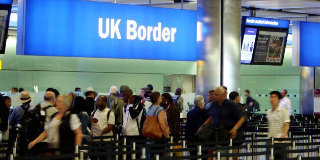 General view of passengers going through UK Border at Terminal 2 of Heathrow Airport.