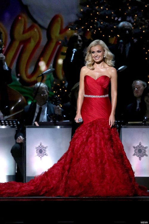katherine jenkins red dress Katherine Jenkins truly stole the show at The Royal Variety Performance, wearing our stunning Haute Couture earrings! Next to the elegant Princess and Prince of Wales, Catherine and William, it was a