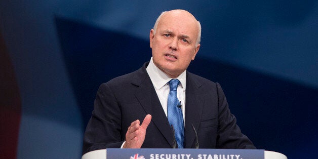 Secretary of State for Work and Pensions Iain Duncan Smith delivers his speech to delegates in the third day of the Conservative Party annual conference at Manchester Central Convention Centre.