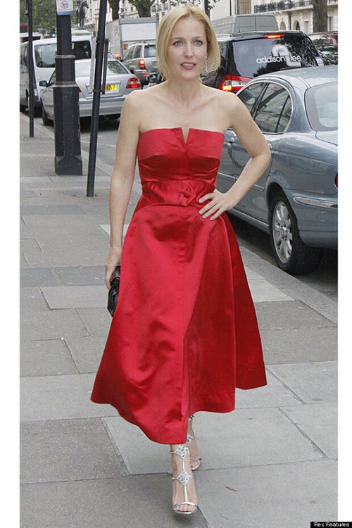 gillian anderson red dress Gillian Anderson Is Radiant In Red At Tater's Women Only Party