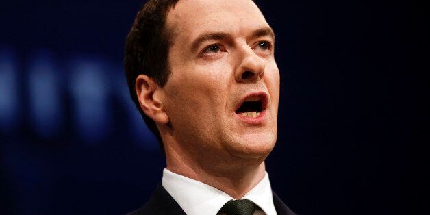 George Osborne, U.K. chancellor of the exchequer, delivers his speech at the Conservative Party's annual conference in Manchester, U.K. on Monday, Oct. 5, 2015. Osborne will urge the 89 local-council pension funds in England and Wales to consolidate in an effort to improve their investment strategies and reduce costs. Photographer: Simon Dawson/Bloomberg via Getty Images