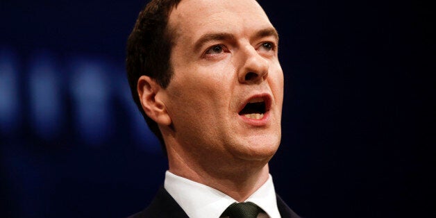 George Osborne, U.K. chancellor of the exchequer, delivers his speech at the Conservative Party's annual conference in Manchester, U.K. on Monday, Oct. 5, 2015. Osborne will urge the 89 local-council pension funds in England and Wales to consolidate in an effort to improve their investment strategies and reduce costs. Photographer: Simon Dawson/Bloomberg via Getty Images