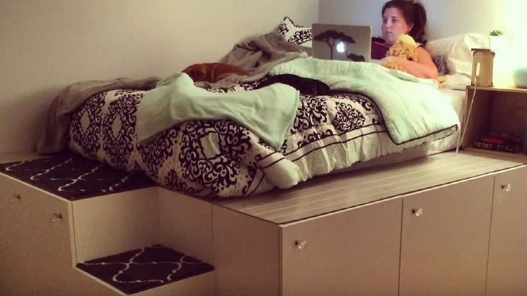 Ikea Hack Dad Creates Cosy Platform Bed For Daughter With Extra Free ikea-hack-dad-creates-cosy-platform-bed-for-daughter-with-extra-free