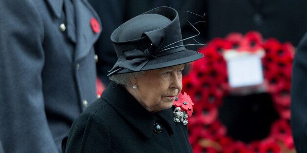 Britain's Queen Elizabeth II arrives during the service of remembrance at the Cenotaph in Whitehall, London, Sunday, Nov. 9, 2014. The annual service is to remember those who have lost their lives serving in the Armed Forces. (AP Photo/Tim Ireland)