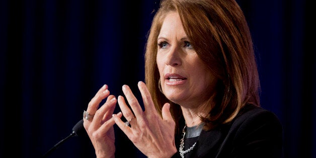 Rep. Michele Bachmann, R-Minn. speaks at the 2014 Values Voter Summit in Washington, Friday, Sept. 26, 2014. Prospective Republican presidential candidates are promoting religious liberty at home and abroad at a gathering of evangelical conservatives, rebuking an unpopular President Barack Obama while skirting divisive social issues that have tripped up the GOP. (AP Photo/Manuel Balce Ceneta)