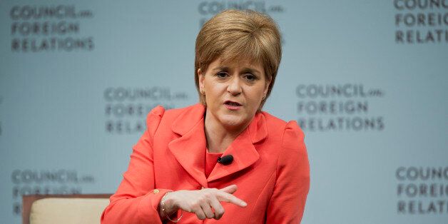 Scottish First Minister Nicola Sturgeon answers questions during her appearance at the Council on Foreign Relations in Washington, Thursday, June 11, 2015. Sturgeon is visiting the US as part of a drive to promote trans-Atlantic trade with Scotland.(AP Photo/Pablo Martinez Monsivais)