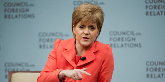 Scottish First Minister Nicola Sturgeon answers questions during her appearance at the Council on Foreign Relations in Washington, Thursday, June 11, 2015. Sturgeon is visiting the US as part of a drive to promote trans-Atlantic trade with Scotland.(AP Photo/Pablo Martinez Monsivais)