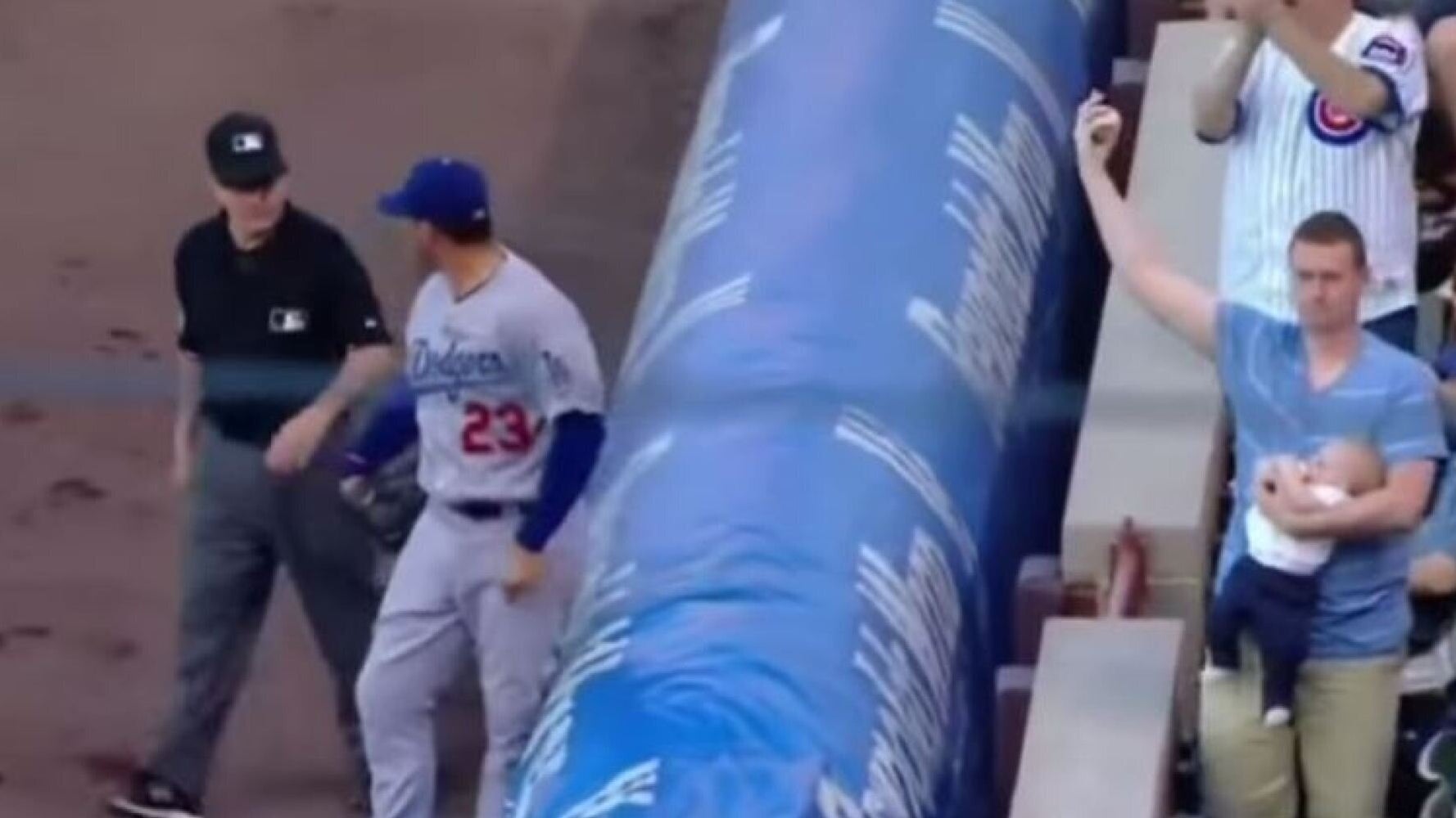 Chicago Cubs Fan Catches Foul Ball While BottleFeeding His Baby