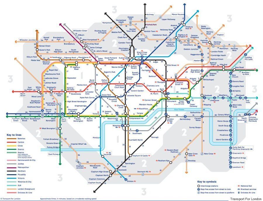 Tube Map Reveals Walking Distances Between Different London Underground ...