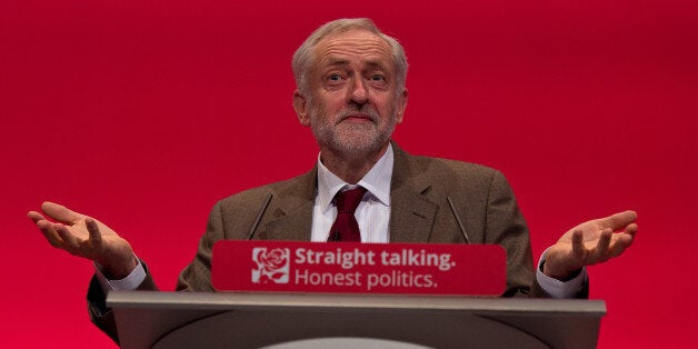 BRIGHTON, ENGLAND - SEPTEMBER 29: Labour leader Jeremy Corbyn delivers a speech during the third day of the Labour Party Autumn Conference on September 29, 2015 in Brighton, England. The four day annual Labour Party Conference takes place in Brighton and is expected to attract thousands of delegates with keynote speeches from influential politicians and over 500 fringe events. (Photo by Ben Pruchnie/Getty Images)