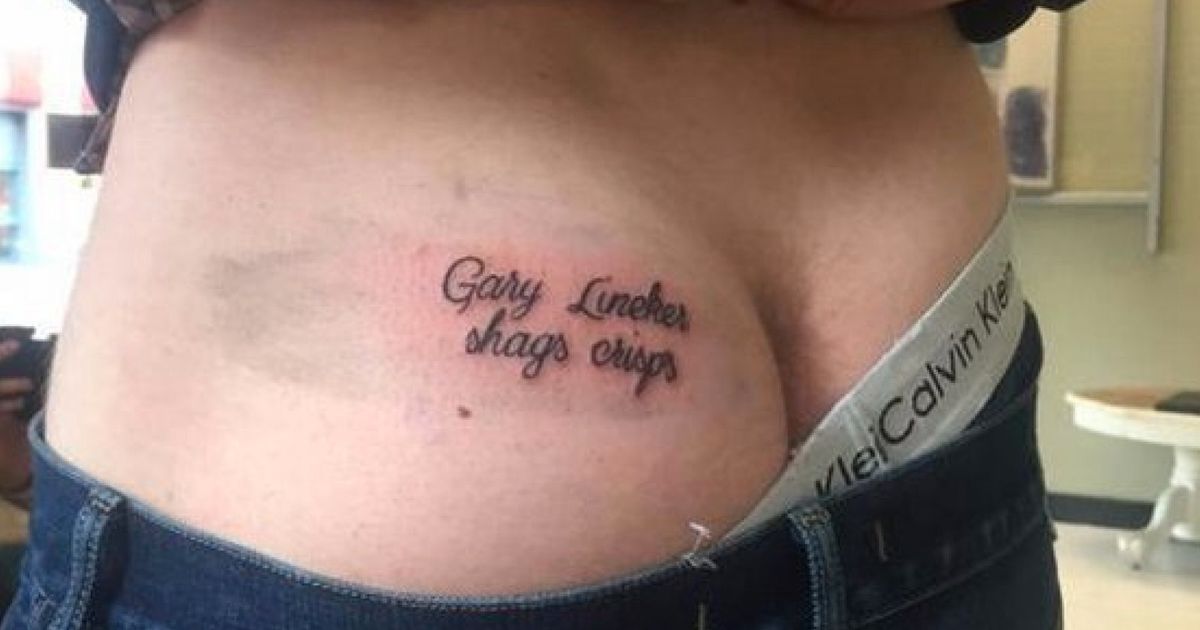 Man Tattoos Gary Lineker Shags Crisps On His Bum Much To His Mother