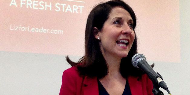 BEST QUALITY AVAILABLE Labour leader contender Liz Kendall speaks at De Montfort University Leicester, where she made a pitch for party votes in the party's leadership contest.