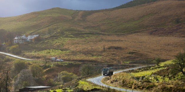 Truck driving through the Brecon Beacons for logging timber production in Wales, UK (Photo by Tim Graham/Getty Images)