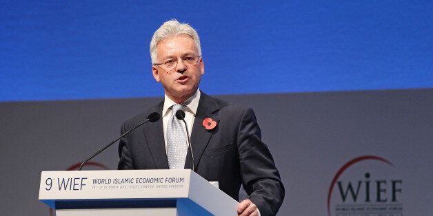 LONDON, ENGLAND - OCTOBER 31: Minister of State for International Development Alan Duncan presents at the closing ceremony of the World Islamic Economic Forum at ExCel on October 31, 2013 in London, England. (Photo by Miles Willis/Getty Images for 9th World Islamic Economic Forum)
