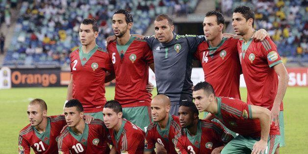 Morocco's team lines up before the Morocco vs Cape Verde Africa Cup of Nations 2013 group A football match at Moses Mahiba Stadium in Durban on January 23, 2013. AFP PHOTO/ FRANCISCO LEONG (Photo credit should read FRANCISCO LEONG/AFP/Getty Images)