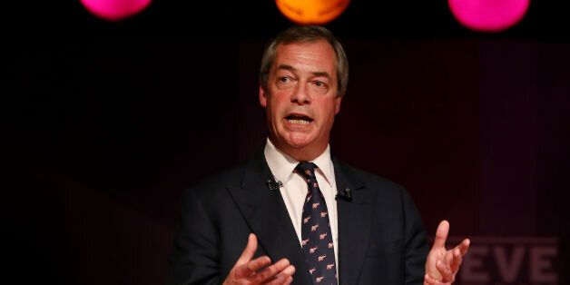 Ukip Leader Nigel Farage delivers a speech at a meeting in Purfleet, Essex, following a day of campaigning in the county for the upcoming general election.