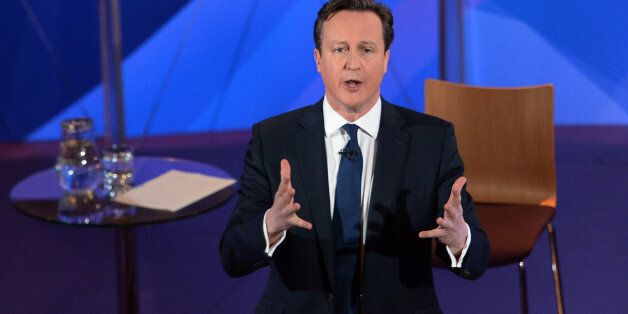 Prime Minister David Cameron takes part in a special BBC Question Time programme with the three main party leaders appearing separately at Leeds Town Hall, West Yorkshire, during the General Election 2015 campaign.