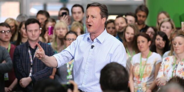 Prime Minister David Cameron during a PM Direct question and answer session with employees at Asda's head office in Leeds.