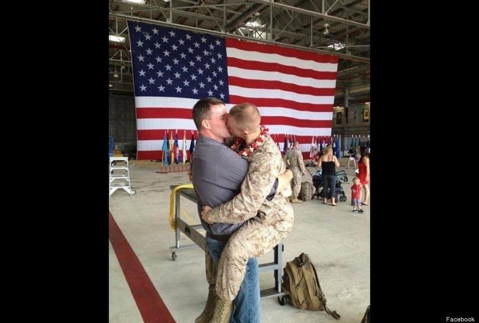 U.S. Marine's Homecoming Smooch With His Boyfriend