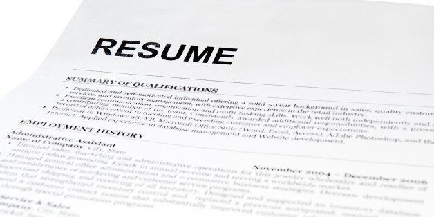 resume form on white