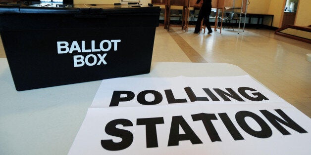 The scene at the polling station at Market Hall in Swadlincote, Derbyshire, as the General Election got underway across the UK.