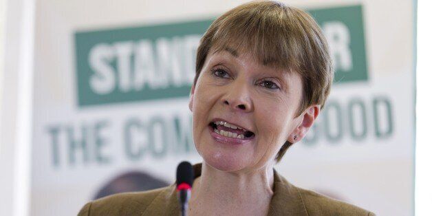 Green Party candidate for Brighton Pavilion Caroline Lucas gives an address at the launch of the party's general election manifesto in London on April 14, 2015. Britain goes to the polls on May 7 to elect a new parliament. AFP PHOTO / JUSTIN TALLIS (Photo credit should read JUSTIN TALLIS/AFP/Getty Images)