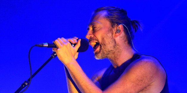 LONDON, ENGLAND - JULY 24: Thom Yorke of Atoms For Peace performs live on stage at The Roundhouse on July 24, 2013 in London, England. (Photo by Jim Dyson/Redferns via Getty Images)