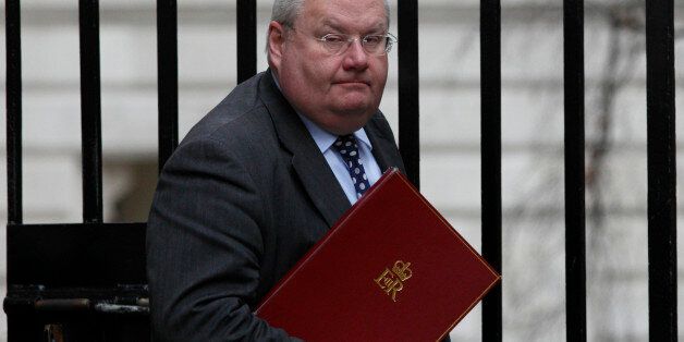 British Secretary of State for Communities and Local Government Eric Pickles arrives at number 10 Downing Street to attend the weekly meeting of the Cabinet in London on January 31, 2012. AFP PHOTO / JUSTIN TALLIS (Photo credit should read JUSTIN TALLIS/AFP/Getty Images)