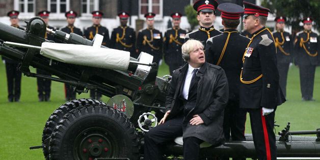 The Mayor of London Boris Johnson joins members of the Armed Forces and volunteers to fire a salute from a 105mm light gun to launch the London Poppy Appeal, which aims to raise more than 1million in just one day, in front of Armoury House, London.