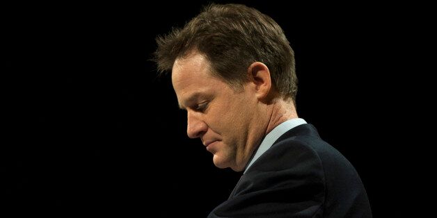 Deputy Prime Minister Nick Clegg delivers the leaders speech during the Liberal Democrat Spring Conference at the Barbican Centre, York.