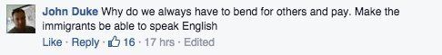 "Make the immigrants be able to speak English"