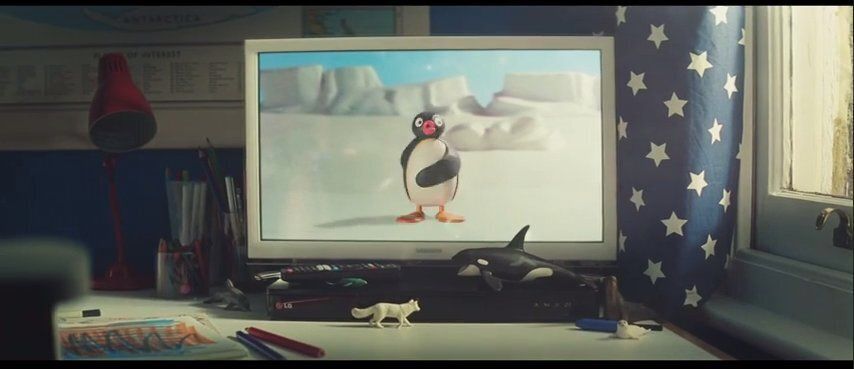 Pingu is showing on TV. We hope John Lewis have paid the BBC for the rights to use this.