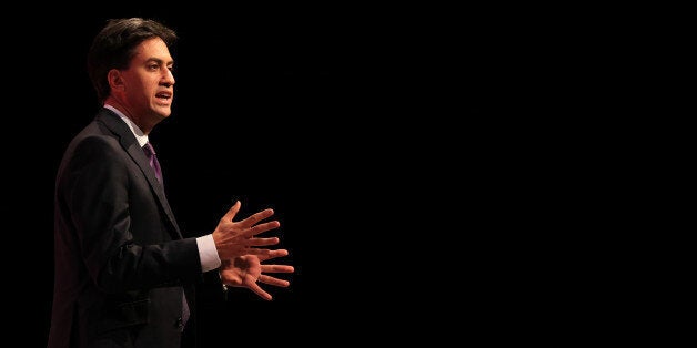 Labour Leader Ed Miliband on stage at Manchester Central, during the Labour Party Annual Conference.