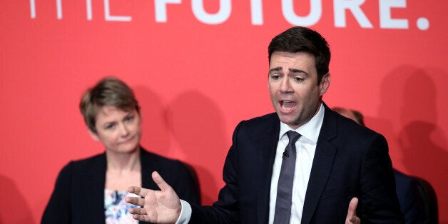 Andy Burnham (right) and Yvette Cooper take part in a Labour Party leadership hustings at Parr Hall, Warrington, Cheshire.