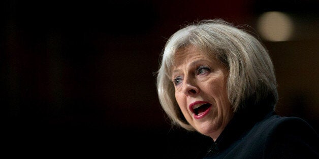 Home Secretary Theresa May addresses the Conservative Party Conference in the main hall of the ICC Birmingham on on September 30, 2014 in Birmingham, England. The third day of conference will see speeches on home affairs and justice. (Photo by Matt Cardy/Getty Images)