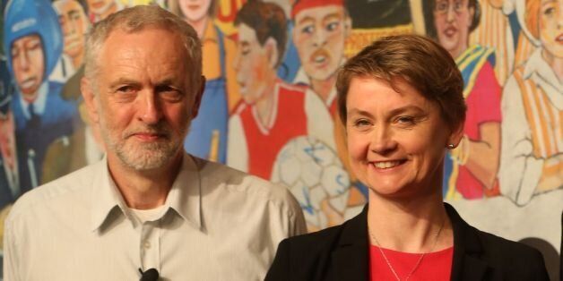 Labour leadership contenders (left to right) Jeremy Corbyn, Yvette Cooper, Andy Burnham, Mary Creagh and Liz Kendall, at the annual conference of the GMB union in Dublin.