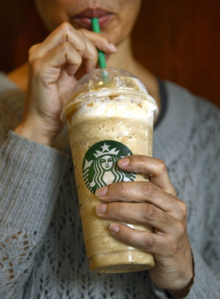 Starbucks caramel frappuccino with whipped cream (with milk)