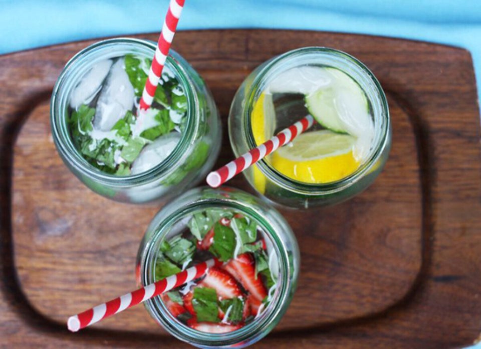 Lemon-Cucumber Water, Mint Water, Strawberry-Basil Water