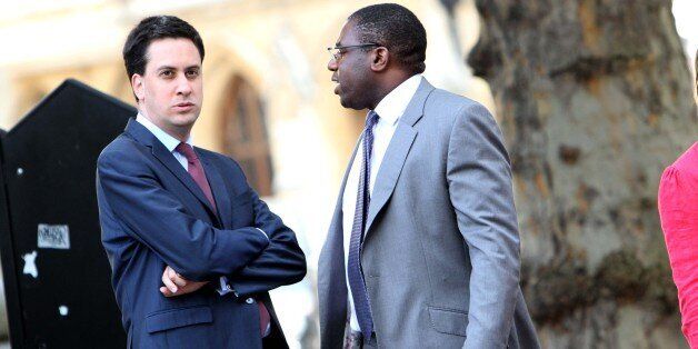 Ed Miliband arrives with David Lammy at Westminster Central Hall this evening to take part in the Christian Socialist Movement Hustings.